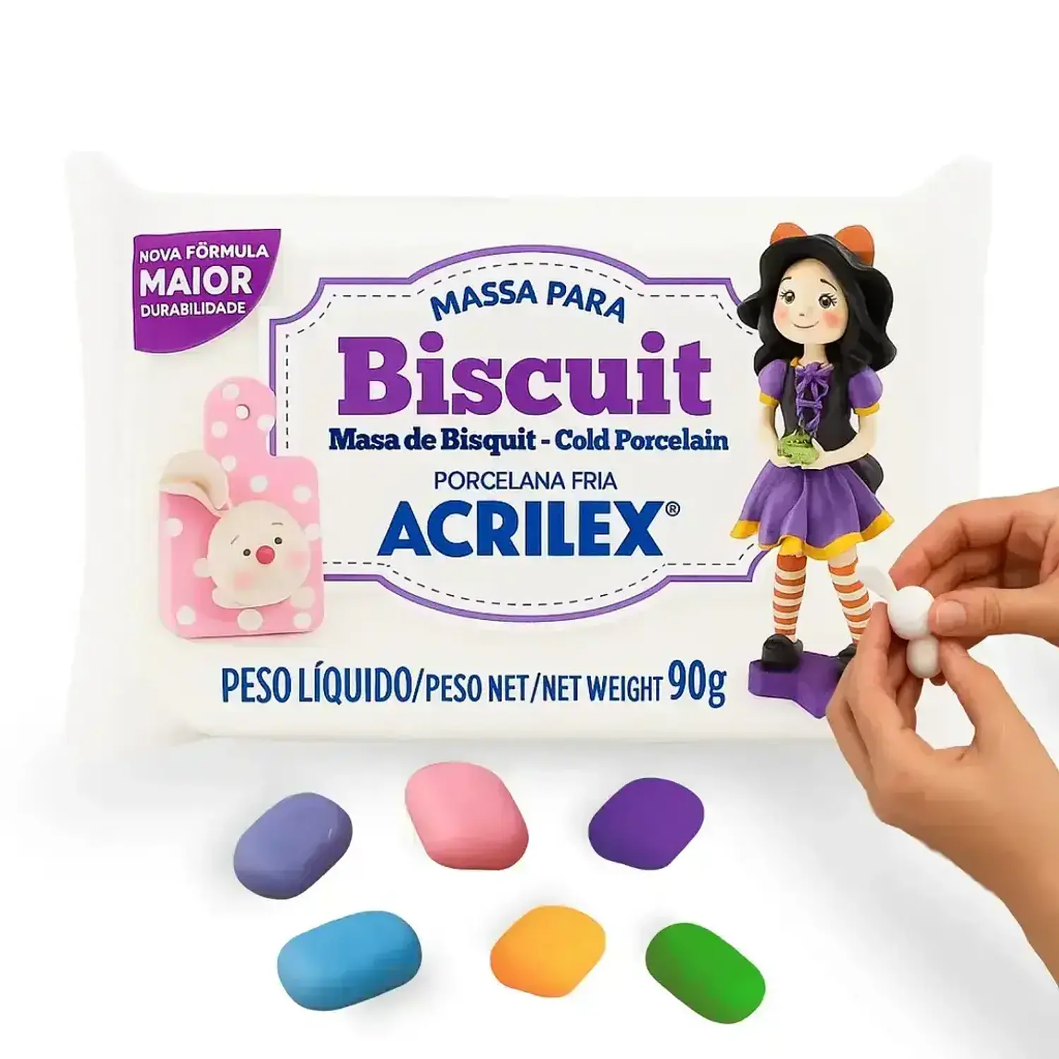 Acrilex – Masa para Modelar Biscuit Porcelana Fría – 90 g – 4