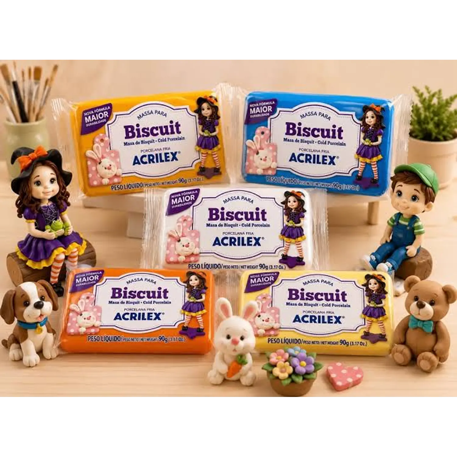 Acrilex – Masa para Modelar Biscuit Porcelana Fría – 90 g – 5