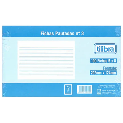 Tilibra – Fichas Kardex – Blancas - 100 Hjs