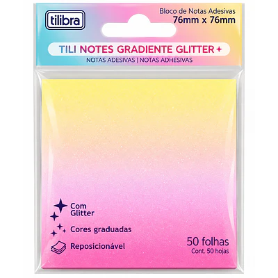 Tilibra – Notas Adhesivas Tili Notes Gradiente Glitter – 76 x 76 mm