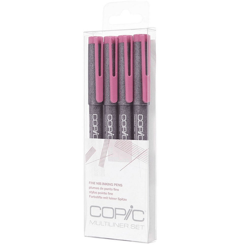 Set Copic Multiliner -  4 Tiralíneas Rosado; Puntas 005-01-03-05.