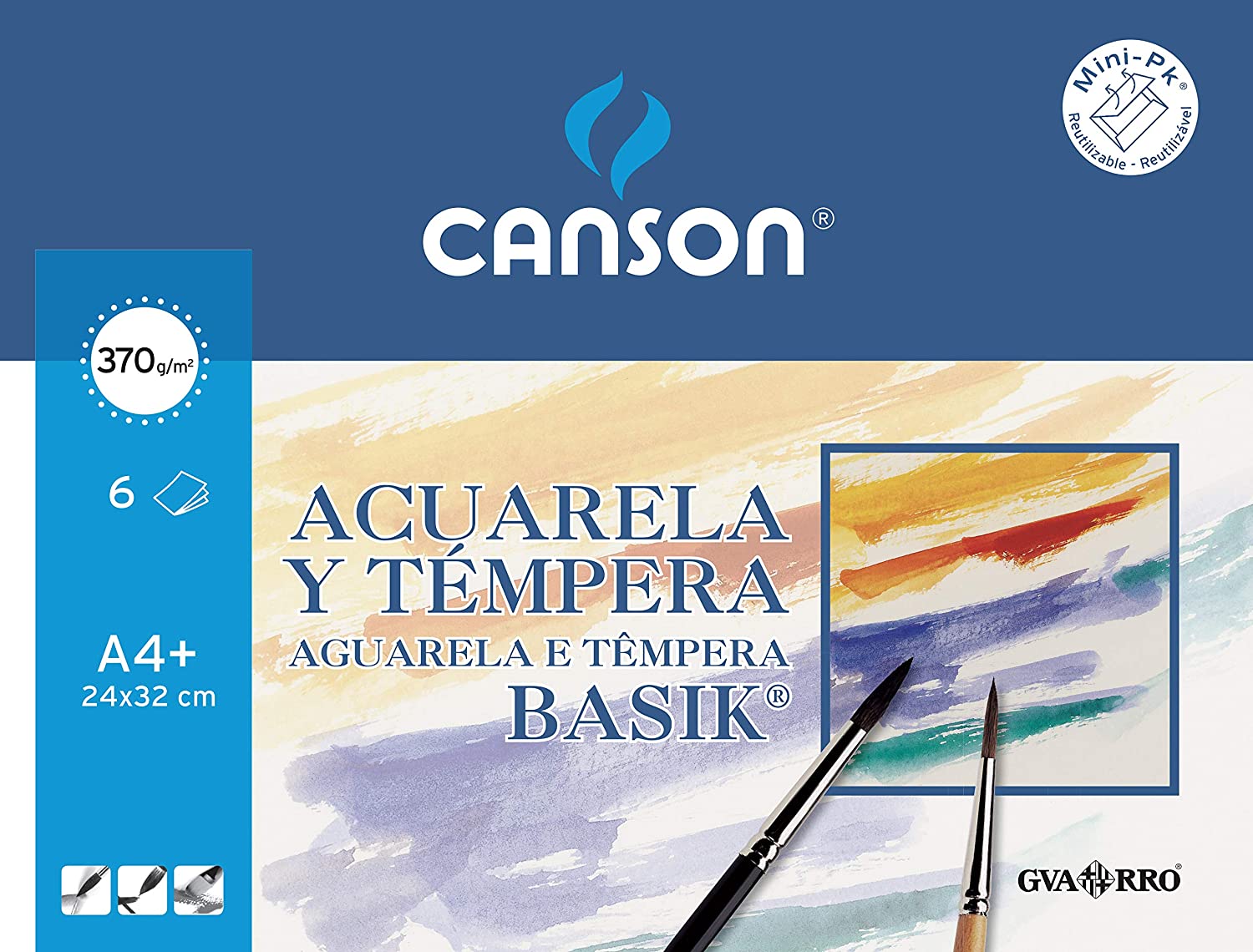 Canson - Block Papel para Acuarela, 6 hojas, Blanco, A4