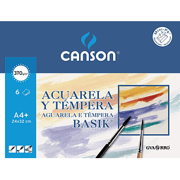 Papel Acuarela - A4+ (24 x 32 cm) - 6 hojas - 370 Gr