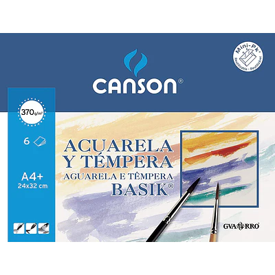 Canson - Acuarela - A4+ (24 x 32 cm) - 6 hojas - 370 Gr