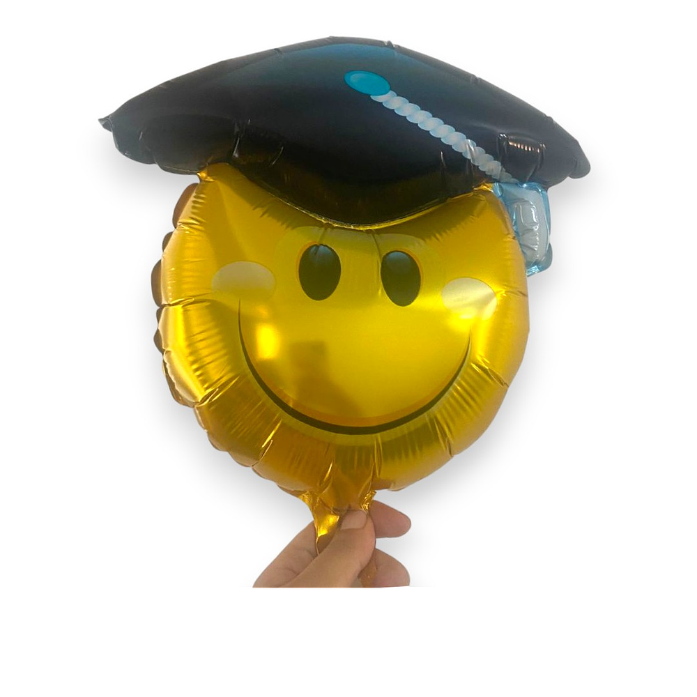 Globo metálico de graduación 14” emoji chapitas