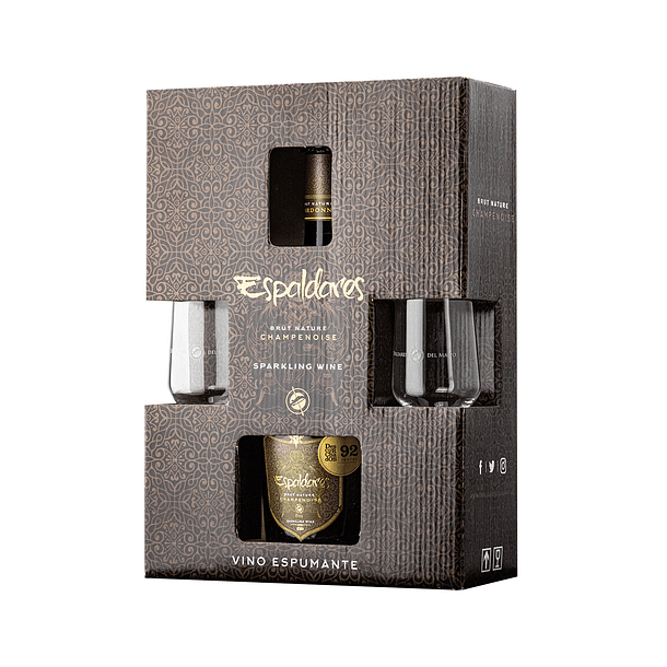 Pack Espumante Espaldares Champenoisse Chardonnay + copas Brut Nature