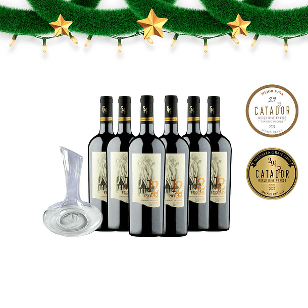 Especial Navidad 6 Vino Gran reserva 12 Piernas Cabernet Sauvignon + decantador 1