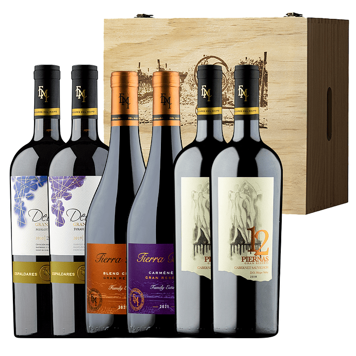 Mix de Vinos x 6 en caja de madera 1