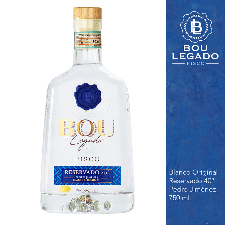 Pisco Bou Legado Blanco 40° Pedro Jiménez Reservado 1