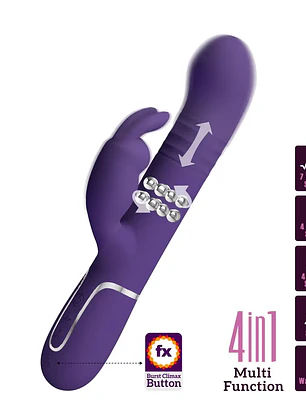 Vibrador Conejo con Empuje y Perlas Vibratorias Giratorias