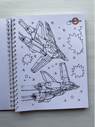 Libro para colorear Robotech (ESPIRAL METÁLICO EN VEZ DE ANILLO METÁLICO COMO SE MUESTRA EN LA IMAGEN)