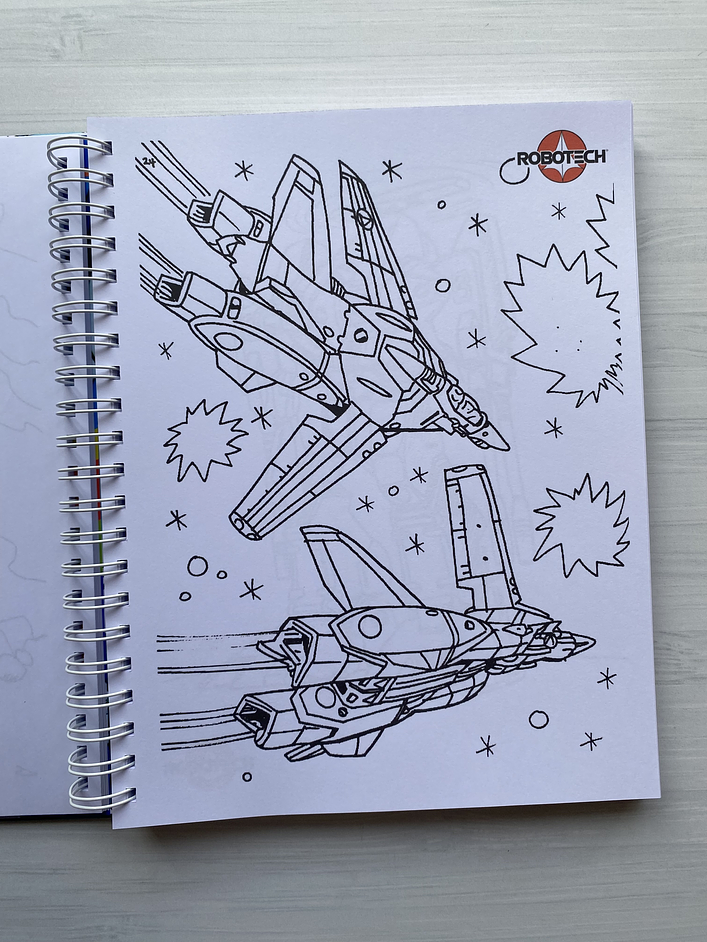 Libro para colorear Robotech (ESPIRAL METÁLICO EN VEZ DE ANILLO METÁLICO COMO SE MUESTRA EN LA IMAGEN) 2