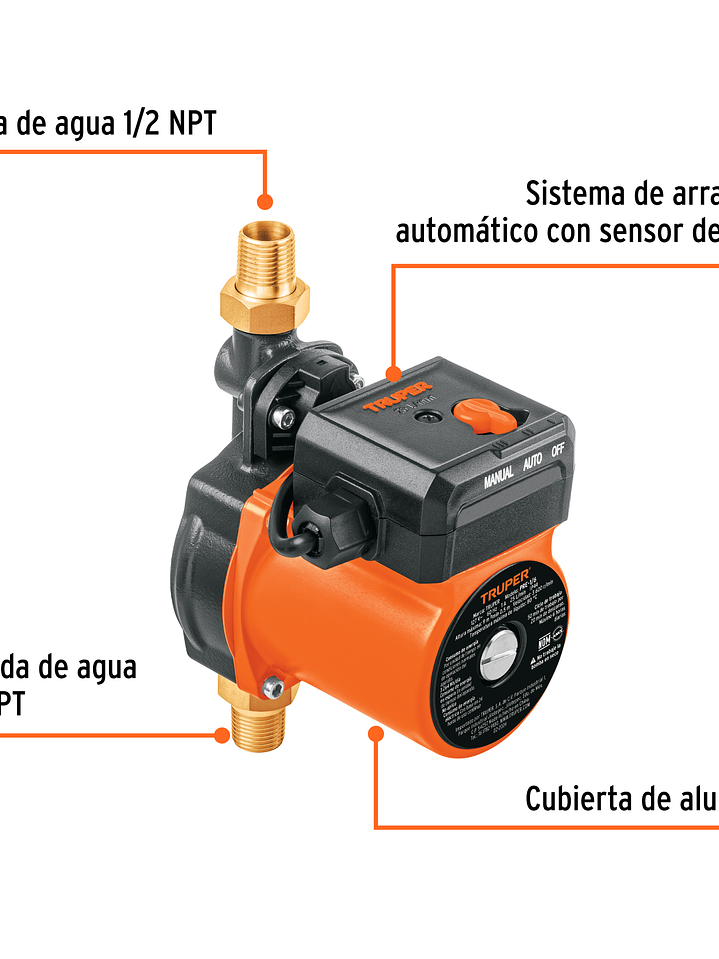 Bomba presurizadora PRE-1/6 1/6 HP, TRUPER 14635 5