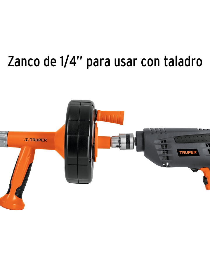 Destapacaños de 7.6 m para taladro, con mango, Truper 12280 3
