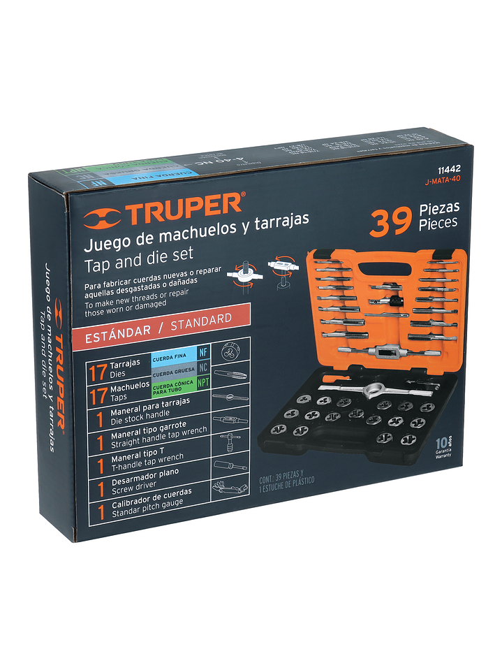 Juego de 40 piezas de machuelos y tarrajas, Truper 11442 3