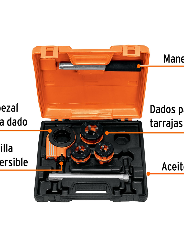 Juego de 4 tarrajas para tubo de 1/2