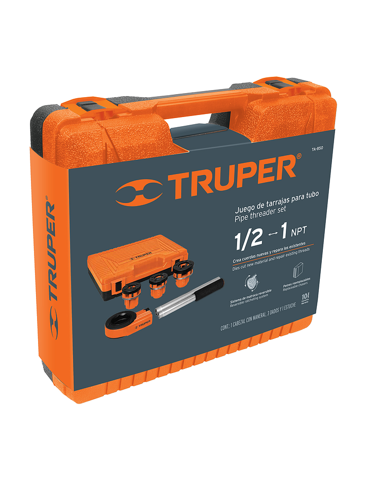 Juego de 4 tarrajas para tubo de 1/2