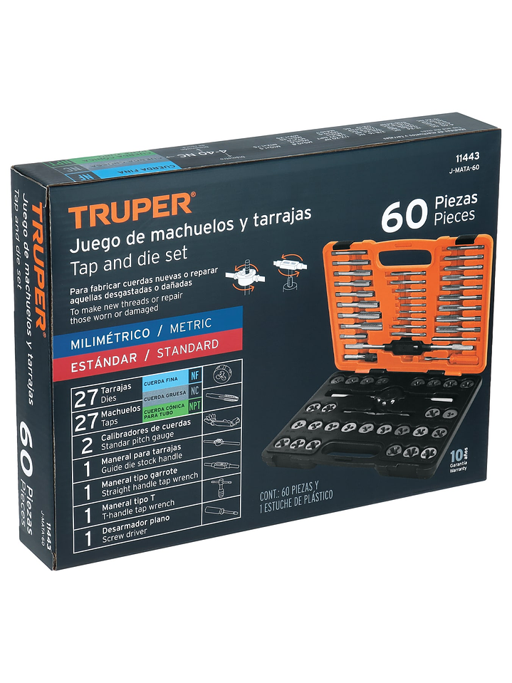 Juego de 60 piezas de machuelos y tarrajas, Truper 11443 2