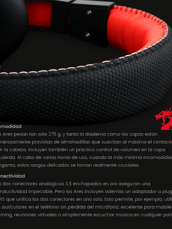 Auriculares Gamer Redragon Gamer Ares H120 Negro Y Rojo 3