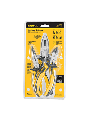 Juego de 3 pinzas 3 mango Comfort Grip, Pretul 22966