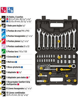 Juego de 70 herramientas 1/4