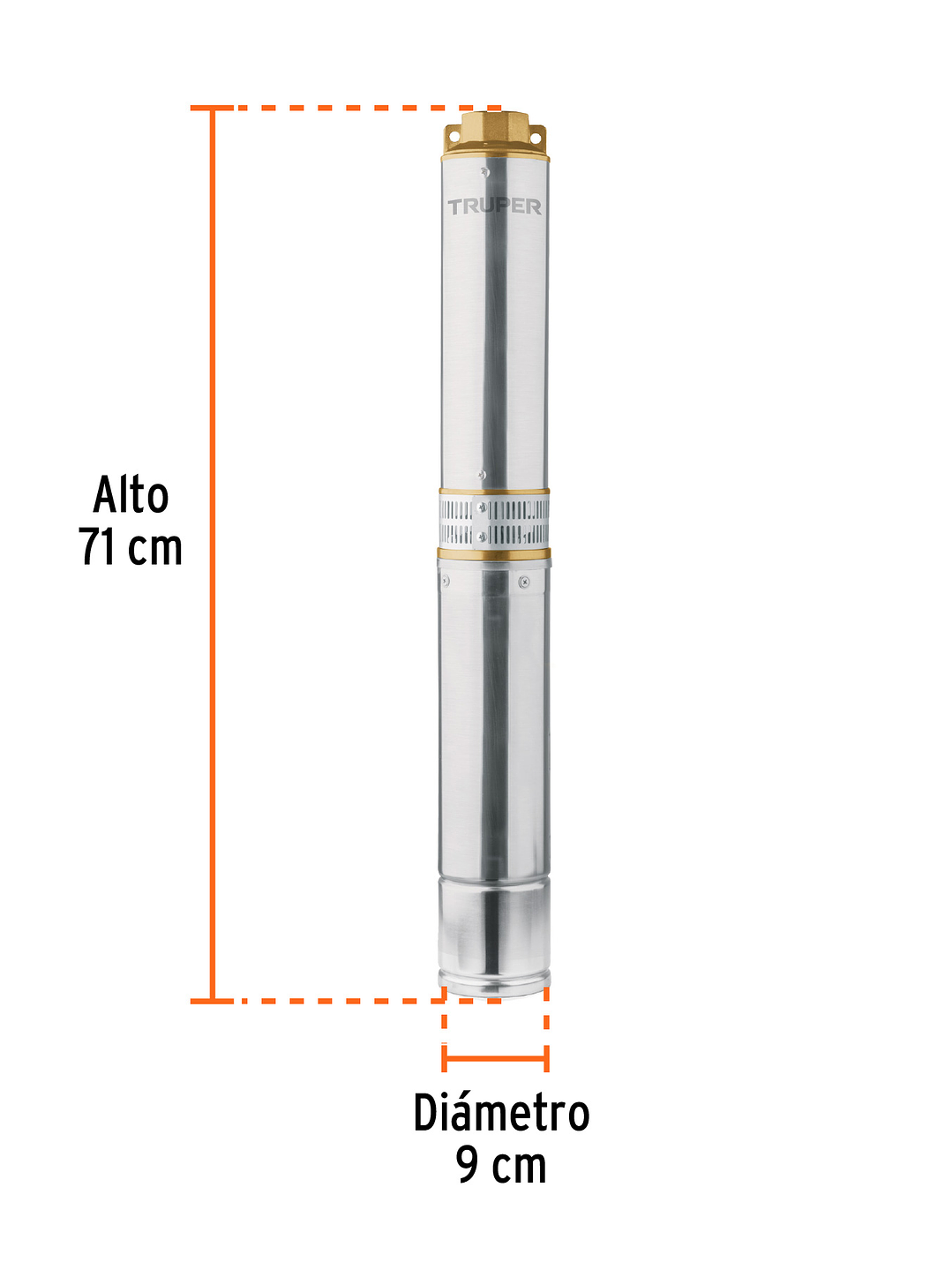 Bomba sumergible tipo bala, 1HP, uso agrícola, TRUPER 12625 3