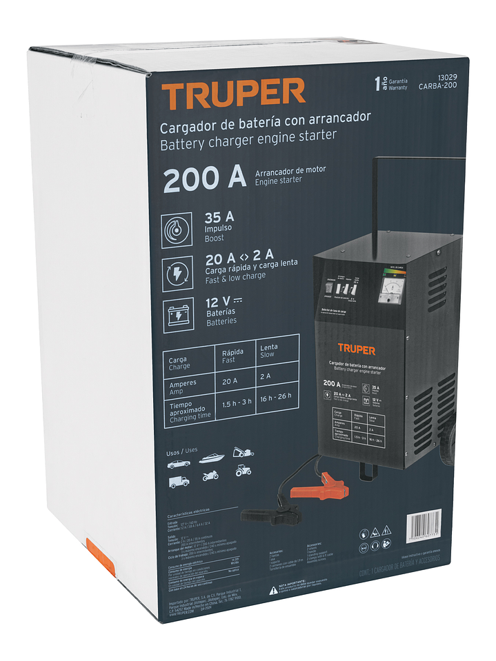 Cargador de baterías 35 A, arrancador de 200A, 12V, TRUPER 13029 3