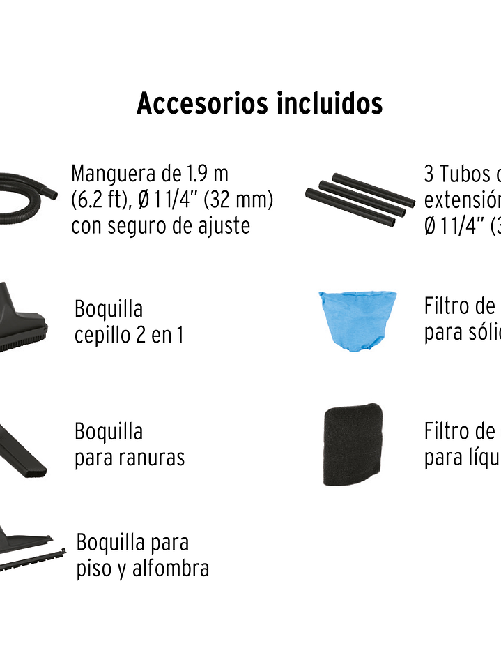 Aspiradora de sólidos y líquidos, 6 gal, plástica, TRUPER 12092 4