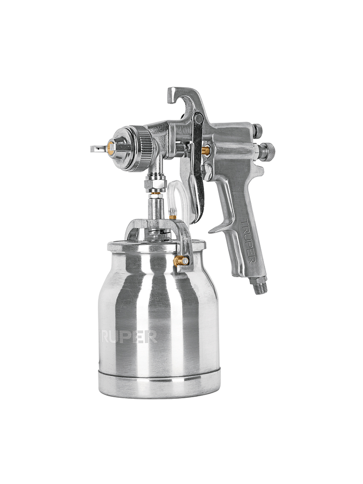 Pistola p/pintar succión HVHP vaso alum, 1.8mm, 2 vál Truper 14087 1