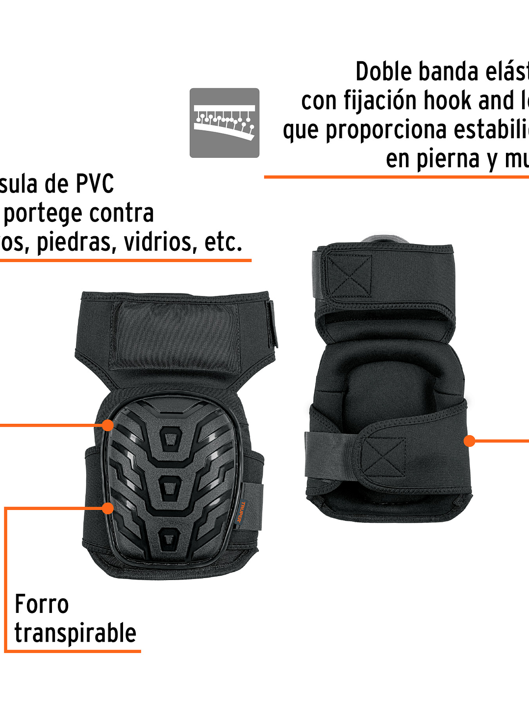 Rodilleras de gel y EVA con correa antideslizante, Truper 12952 5