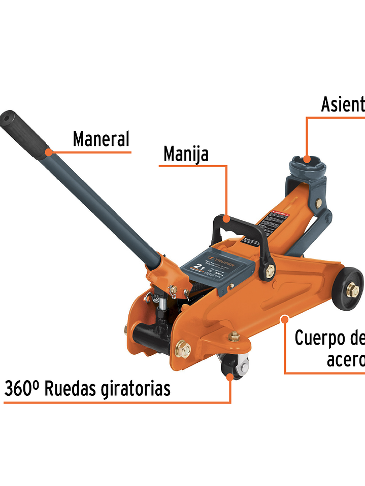 Gato hidráulico de patín, 2t, 30 movimientos, Truper 14944 5