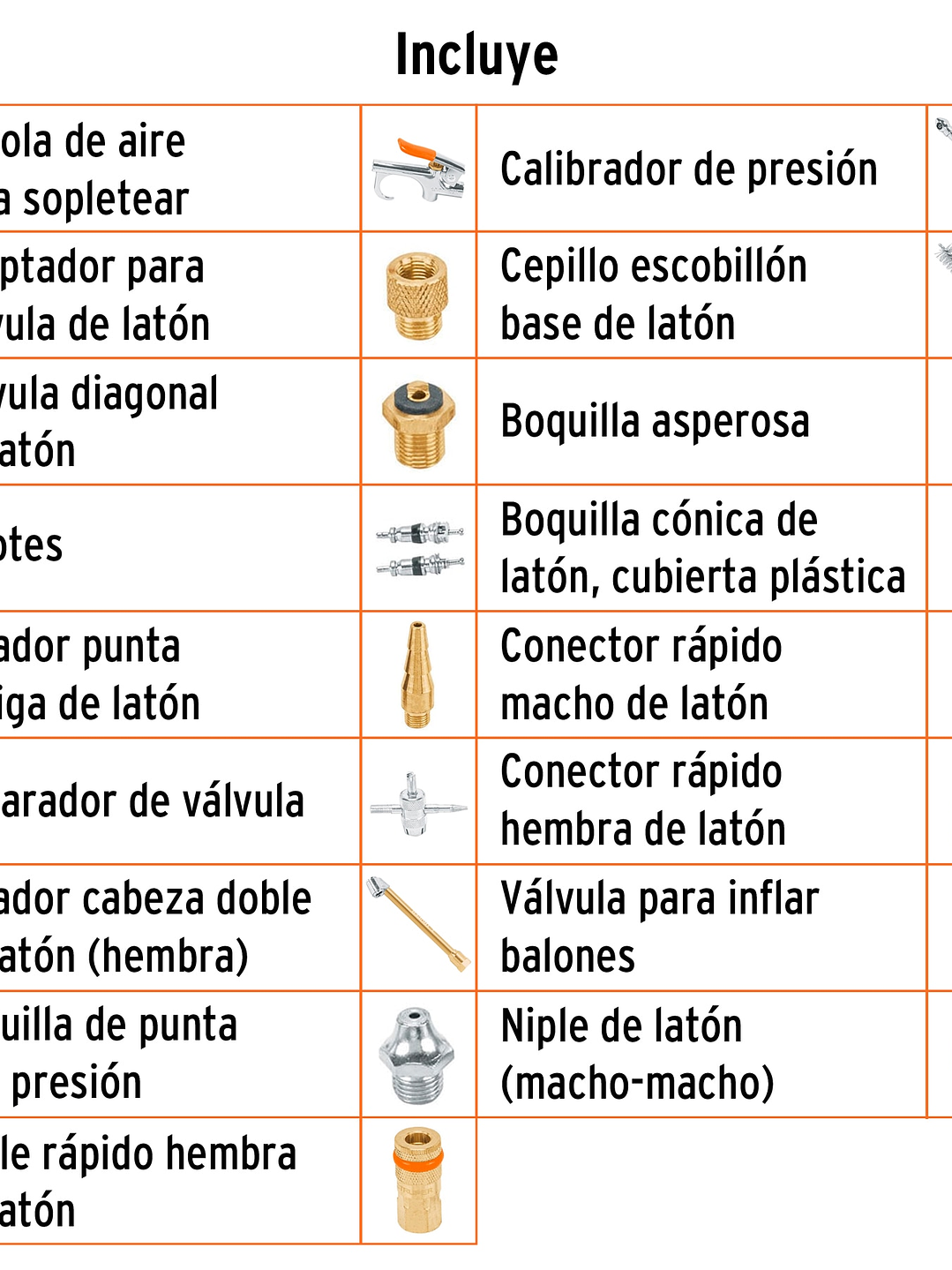 Juego de 18 accesorios neumáticos, cuerda 1/4