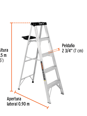 Escalera de tijera tipo III 4 escalones y bandeja, Truper 16742