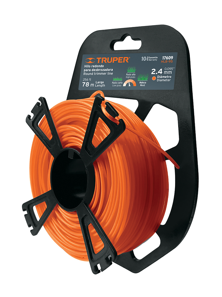 Hilo redondo, p/desbrozadora, 2.4mmx78m tarjeta tipo carrete 17609 1