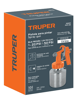 Pistola p/pintar baja presión, truper 19000 1.5 mm,