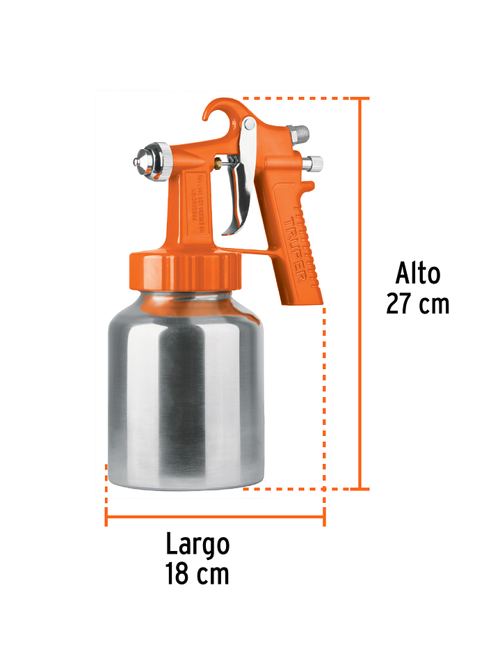 Pistola p/pintar baja presión, truper 19000 1.5 mm, 4