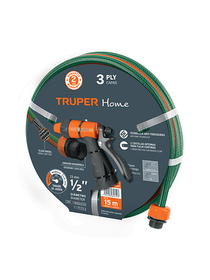 Combo manguera  y pistola de riego truper 19750