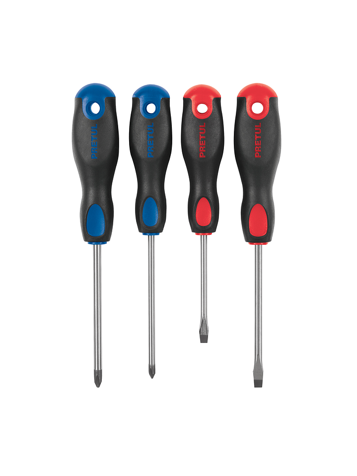 Juego de 4 desarmadores mango Comfort Grip, Pretul 20218 1