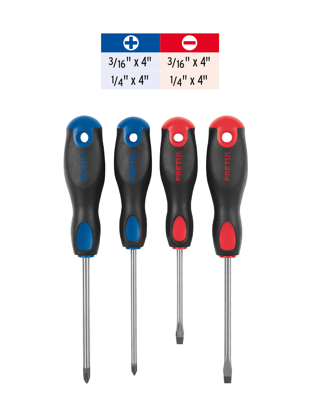 Juego de 4 desarmadores mango Comfort Grip, Pretul 20218 3