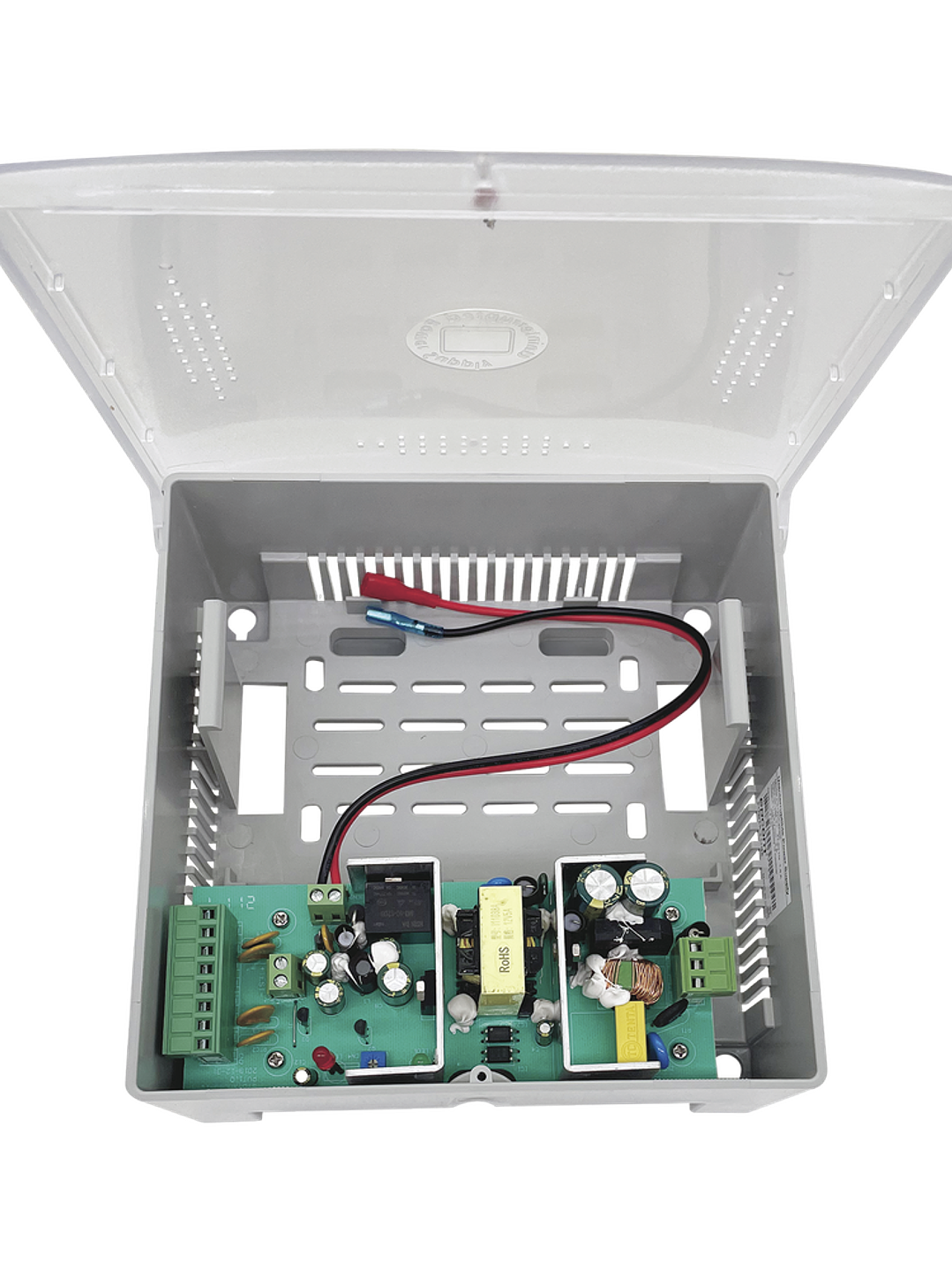 Fuente de Alimentación con Gabinete de 4 Salidas de 11 - 15 Vcd / 5 Amper / Batería de Respaldo 1