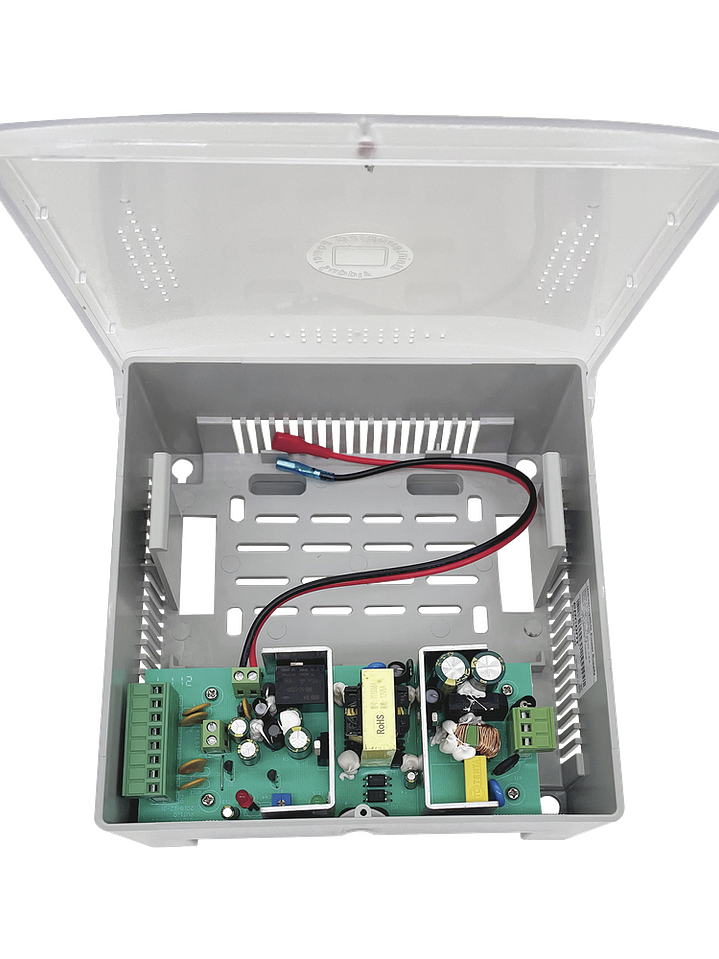Fuente de Alimentación con Gabinete de 4 Salidas de 11 - 15 Vcd / 5 Amper / Batería de Respaldo 1