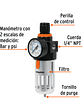 Filtro y regulador, presión de aire, cuerda 1/4