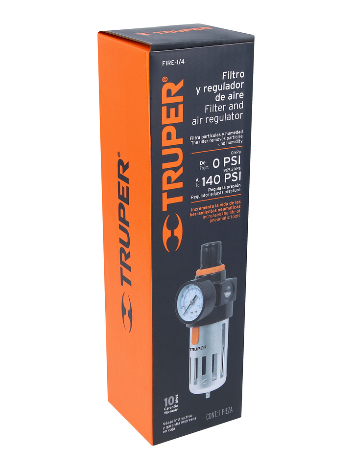 Filtro y regulador, presión de aire, cuerda 1/4