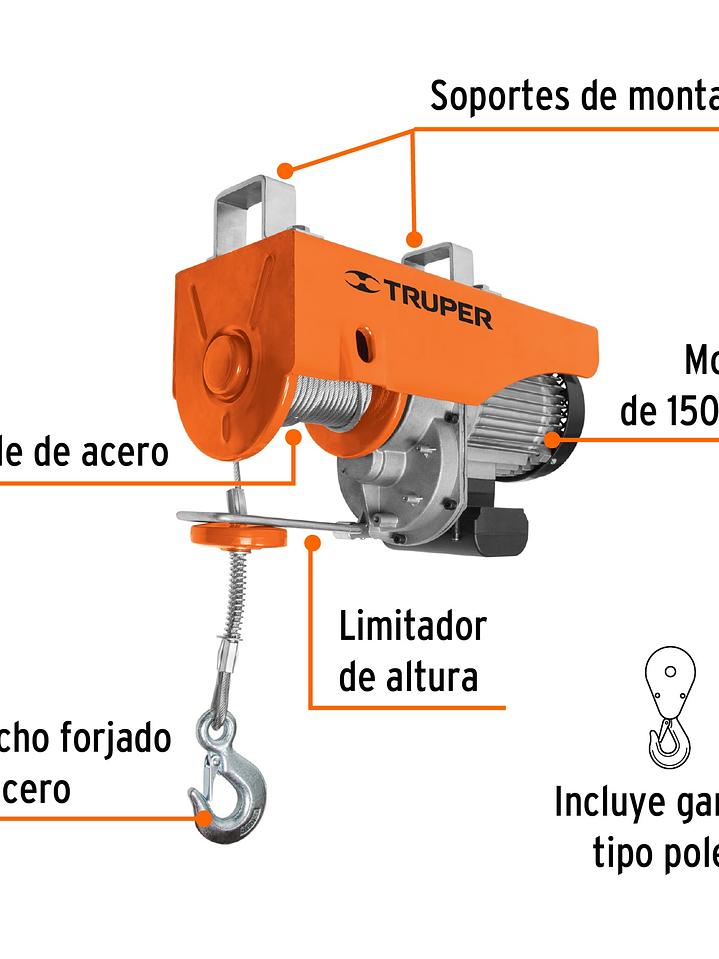 Polipasto eléctrico de 1000 kg, Truper 16848 3