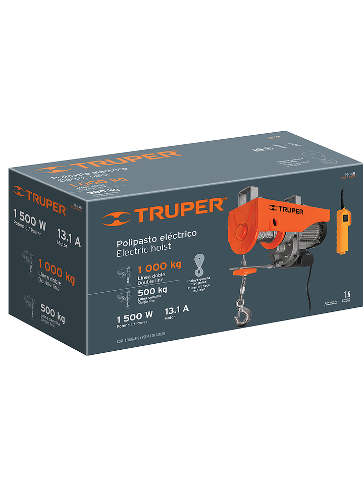 Polipasto eléctrico de 1000 kg, Truper 16848 5