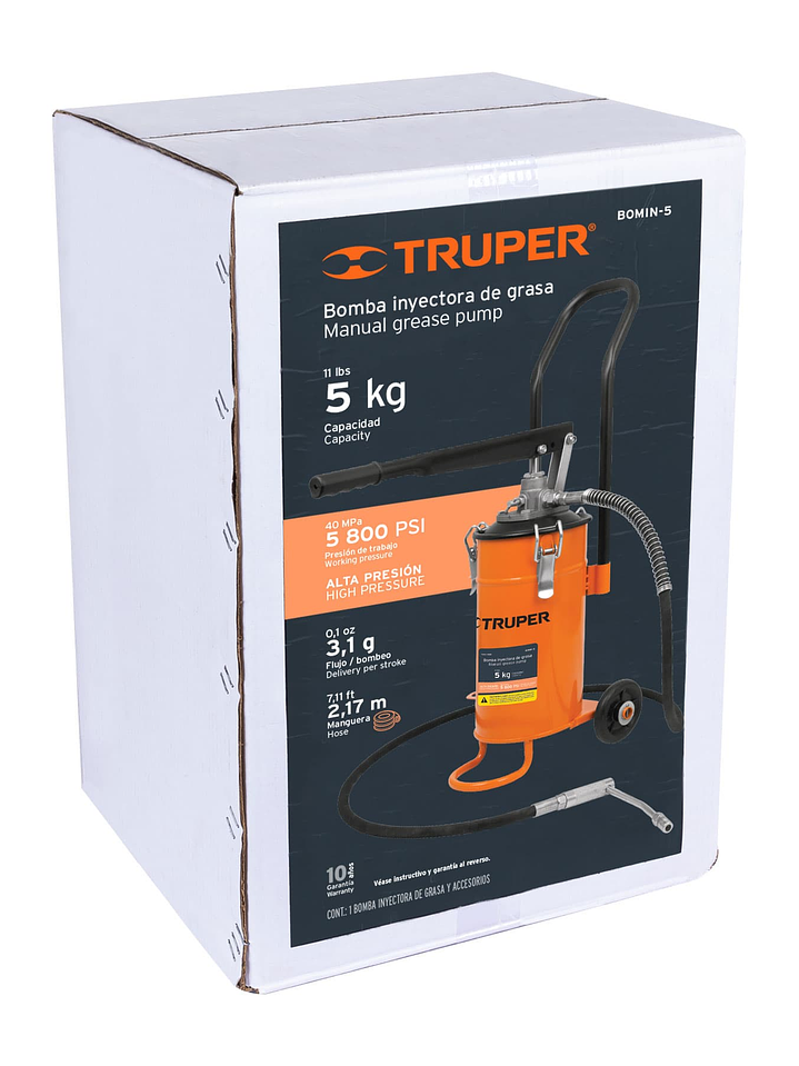 Bomba inyectora de grasa, 5 kg, TRUPER 16866 2