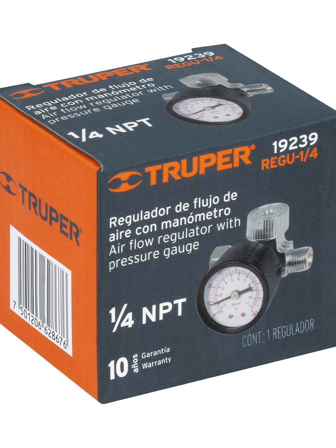 Regulador de aire con manómetro, cuerda 1/4