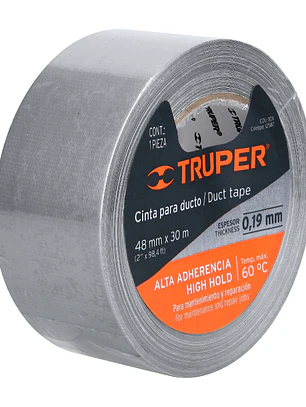Cinta para ducto 30m x 48mm, espesor 0.19mm, TRUPER 12587
