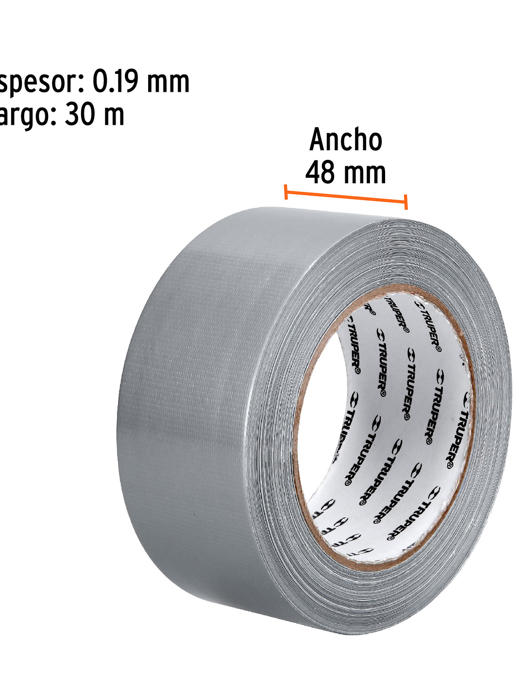 Cinta para ducto 30m x 48mm, espesor 0.19mm, TRUPER 12587 3