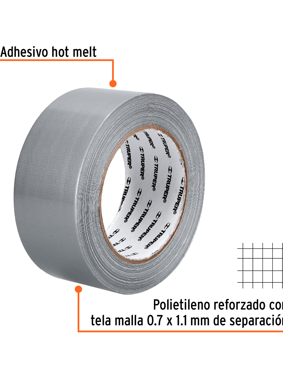 Cinta para ducto 30m x 48mm, espesor 0.19mm, TRUPER 12587 4
